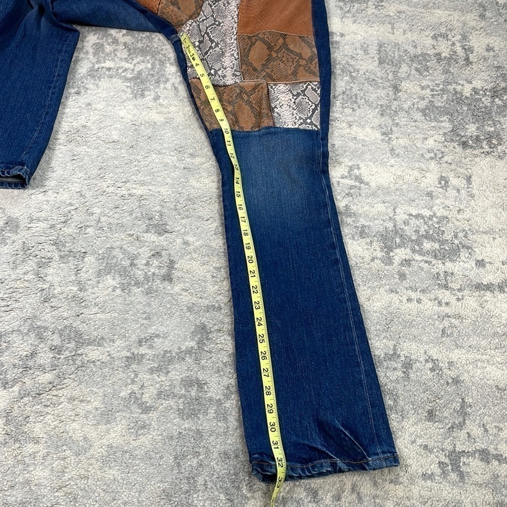 New Frame Le Mini Boot Patchwork Leather Denim Je… - image 6